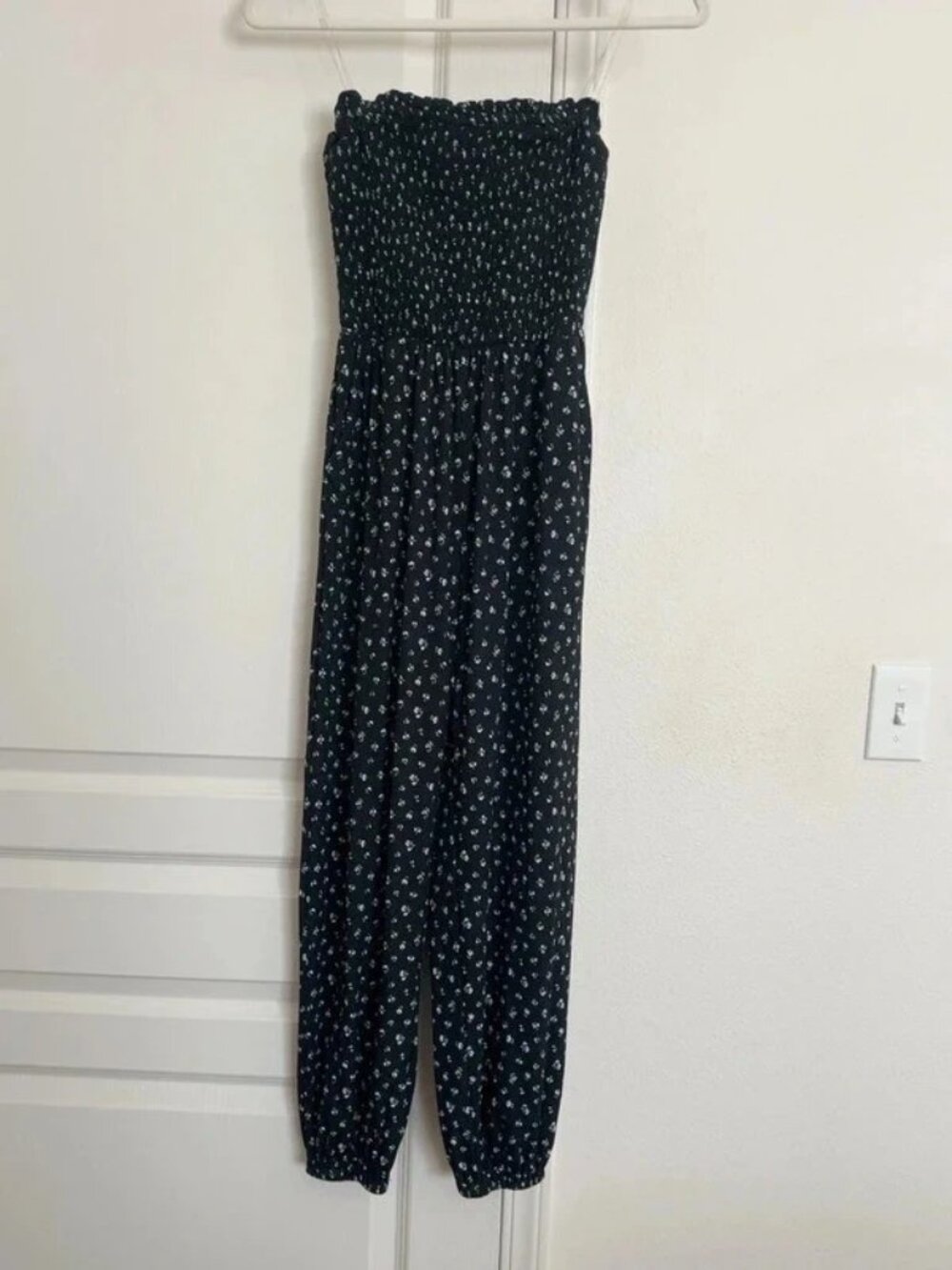 Endless Blu Black Floral Strapless Jumpsuit – Small